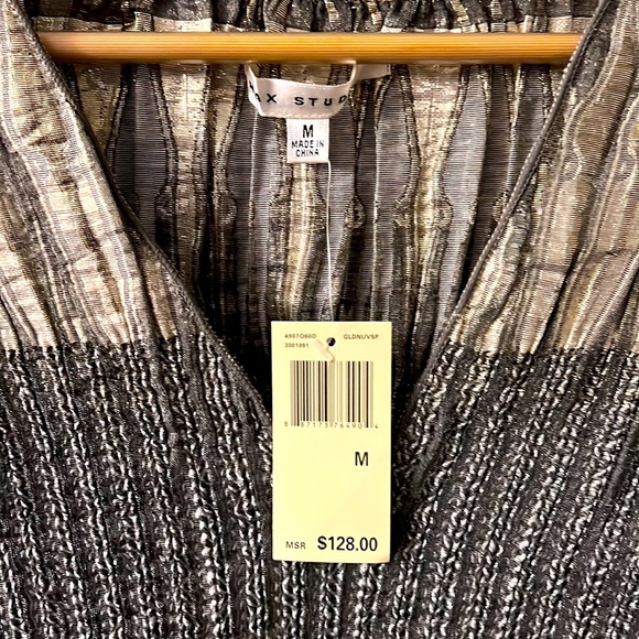 NWT Max Studio smocked gold & silver dress M - Picture 4 of 9